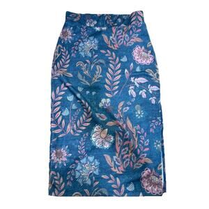 AVERIE Women’s Floral Turkish Maxi Pencil Skirt Elastic Waist Slit Small